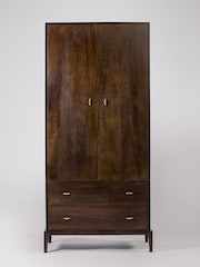 Swoon Dark Brown Verne Mango Wood Two Door Drawer Wardrobe - Image 1 of 5