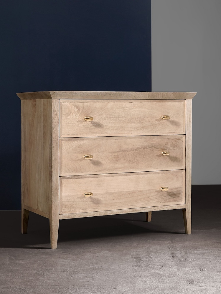 Swoon Light Brown Redditch Mango Wood Three-Drawer Chest Of Drawers - Image 2 of 8 Swoon Light Brown Redditch Mango Wood Three-Drawer Chest Of Drawers - Image 2 of 8