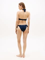 Tommy Hilfiger Dark Night Navy Original Logo Halterneck Bikini Top - Image 3 of 5