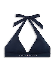 Tommy Hilfiger Dark Night Navy Original Logo Halterneck Bikini Top - Image 5 of 5