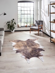 Think Rugs Brown Faux Cow Animal Print Rug - Image 1 of 6