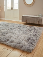 Think Rugs Grey Polar Plush Plain Shaggy Rug - Image 2 of 6