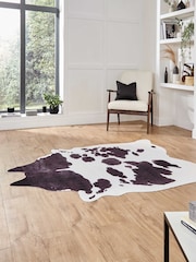 Think Rugs Black Faux Print Cow Animal Print Rug - Image 2 of 6
