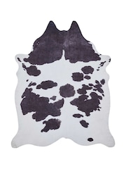 Think Rugs Black Faux Print Cow Animal Print Rug - Image 3 of 6