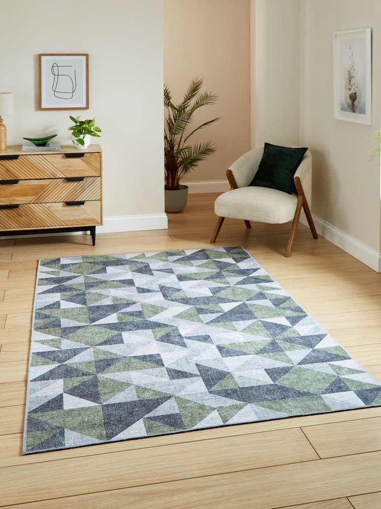 Think Rugs Green Coral H1057 Modern Geometric Rug - Image 1 of 6 Think Rugs Green Coral H1057 Modern Geometric Rug - Image 1 of 6