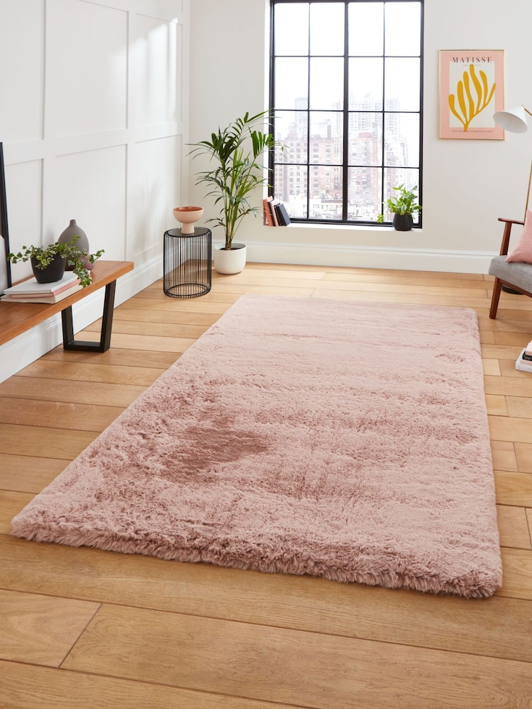 Think Rugs Rose Super Teddy Plain Shaggy Rug - Image 1 of 6