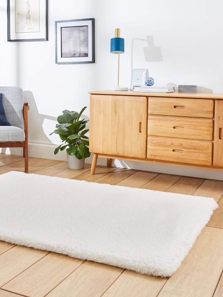 Think Rugs Ivory Super Teddy Plain Shaggy Rug - Image 2 of 6