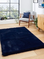 Think Rugs Navy Super Teddy Plain Shaggy Rug - Image 1 of 6