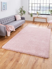 Think Rugs Pink Sierra 9000 Plain Shaggy Rug - Image 1 of 5