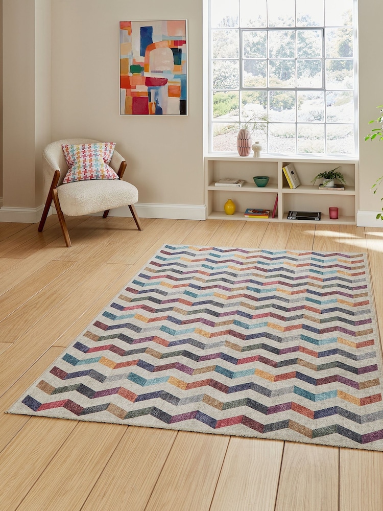 Think Rugs Multi Coral H1059 Modern Geometric Rug - Image 1 of 6 Think Rugs Multi Coral H1059 Modern Geometric Rug - Image 1 of 6