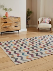 Think Rugs Multi Coral H1059 Modern Geometric Rug - Image 2 of 6