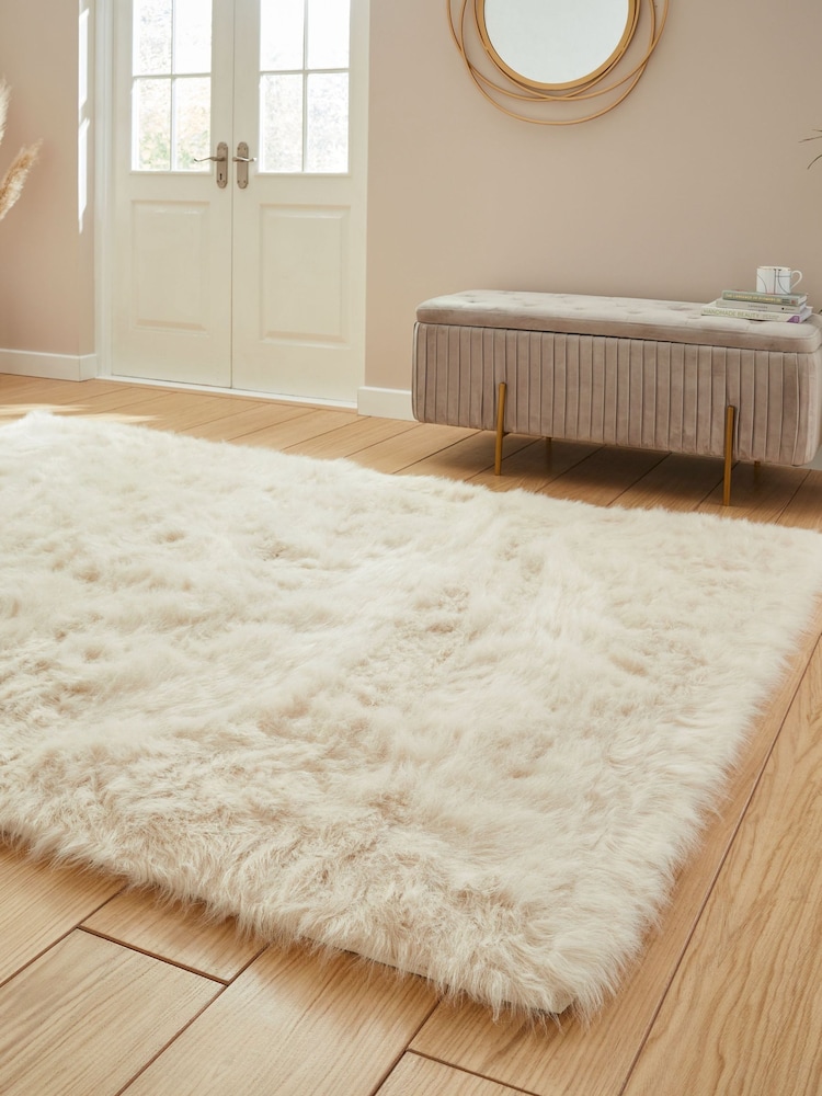 Think Rugs Beige Polar Plush Plain Shaggy Rug - Image 2 of 6