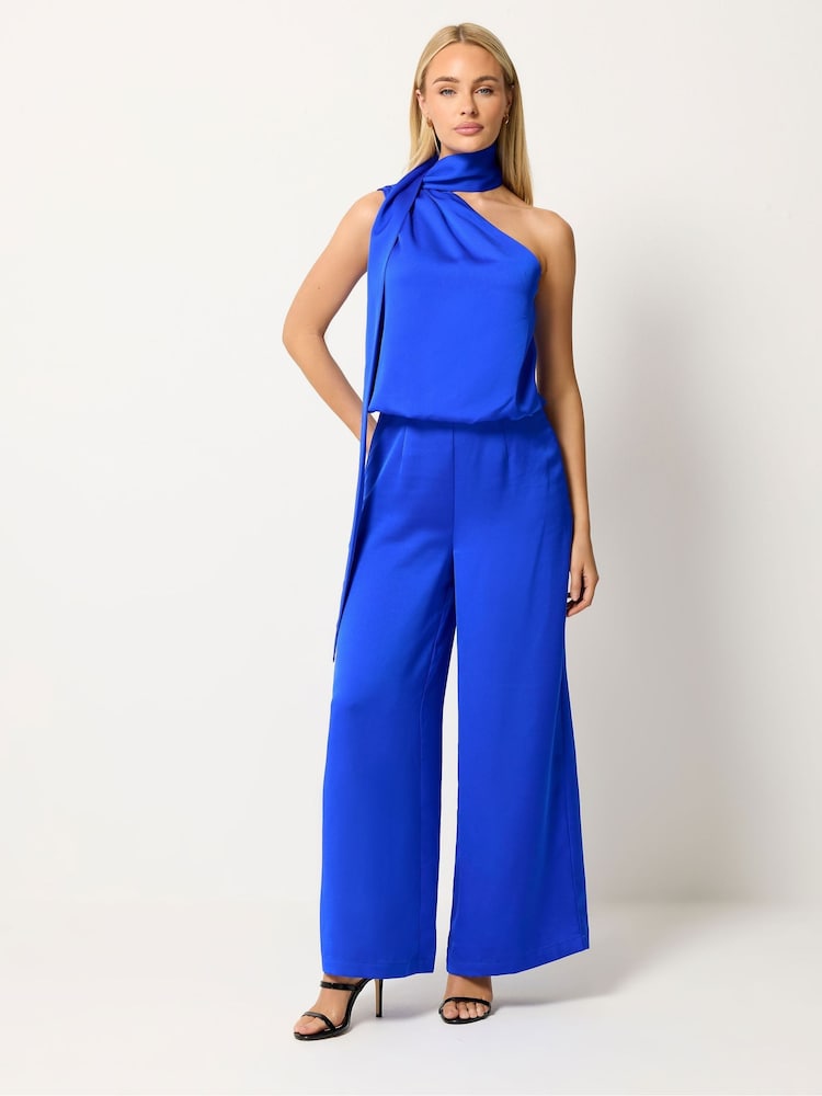 Star by Julien MacDonald Blue Tie Neck Jumpsuit - Image 1 of 5