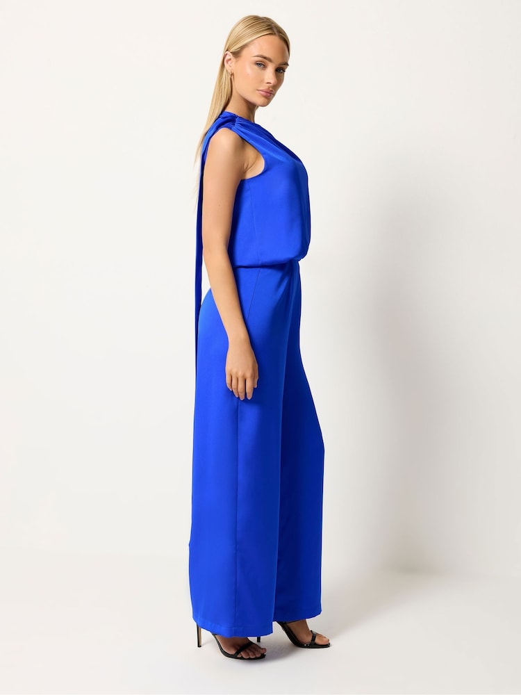 Star by Julien MacDonald Blue Tie Neck Jumpsuit - Image 2 of 5