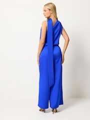 Star by Julien MacDonald Blue Tie Neck Jumpsuit - Image 3 of 5