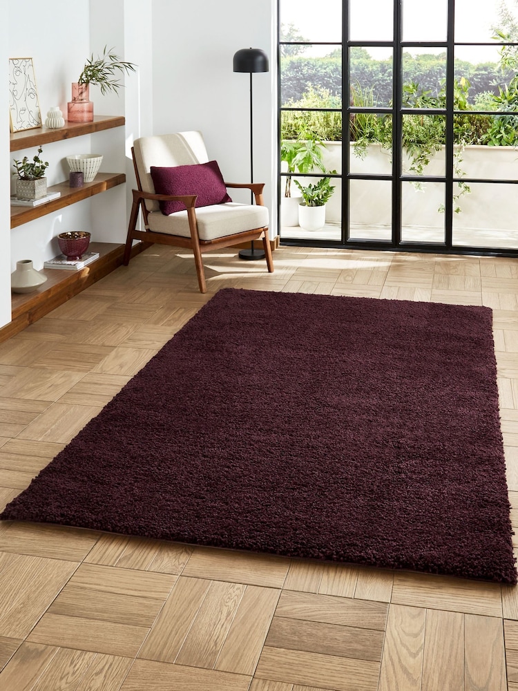 Think Rugs Purple Sierra 9000 Plain Shaggy Rug - Image 1 of 6