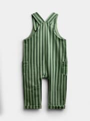 JoJo Maman Bébé Green Stripe 2-Piece Dungarees & Top Set - Image 5 of 6