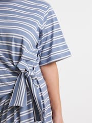 Simply Be Blue Stripe Jersey Midi With Side Tie - Image 4 of 4