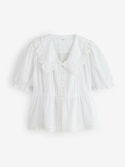 Simply Be White V-Neck Prarie Collar Blouse - Image 5 of 5