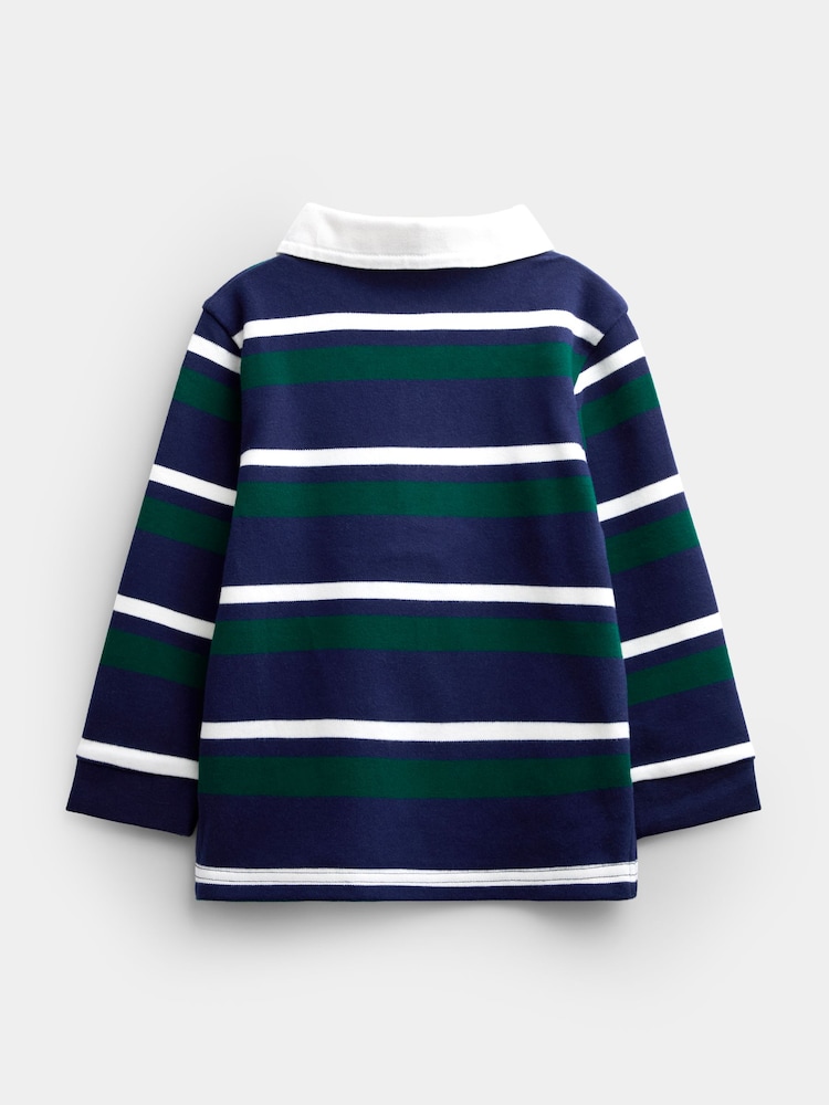 JoJo Maman Bébé Dark Green Stripe Rugby Top - Image 2 of 4 JoJo Maman Bébé Dark Green Stripe Rugby Top - Image 2 of 4