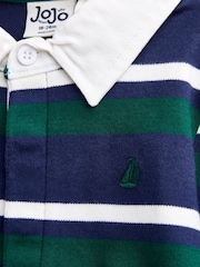JoJo Maman Bébé Dark Green Stripe Rugby Top - Image 3 of 4