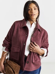 Simply Be Red Suedette Pocket Jacket - Image 2 of 4
