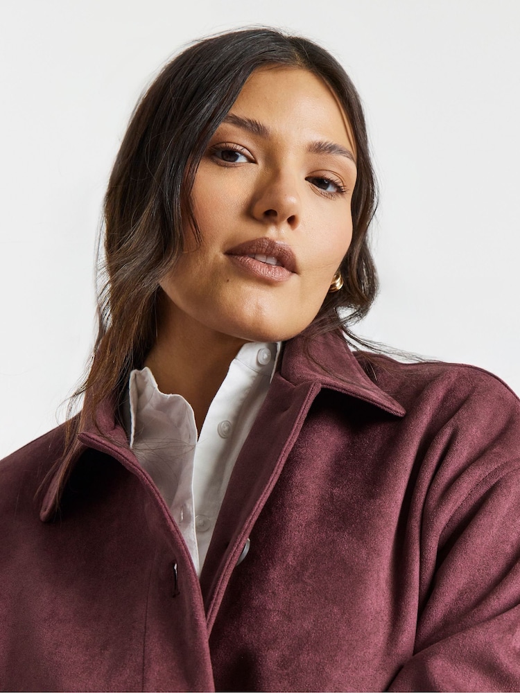 Simply Be Red Suedette Pocket Jacket - Image 4 of 4