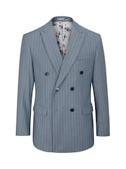 Skopes Blue Stripe Levins Double Breasted Suit Jacket - Image 7 of 7