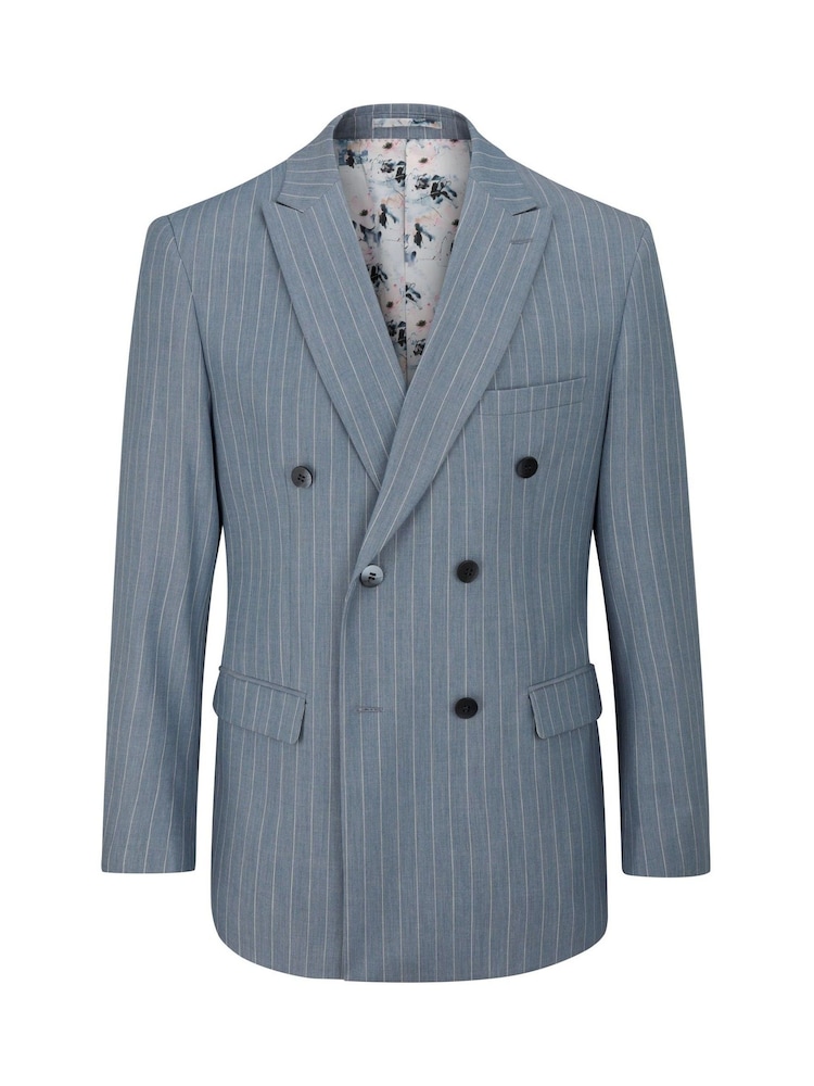 Skopes Blue Stripe Levins Double Breasted Suit Jacket - Image 7 of 7