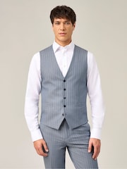 Skopes Blue Levins Stripe Suit Waistcoat - Image 1 of 4