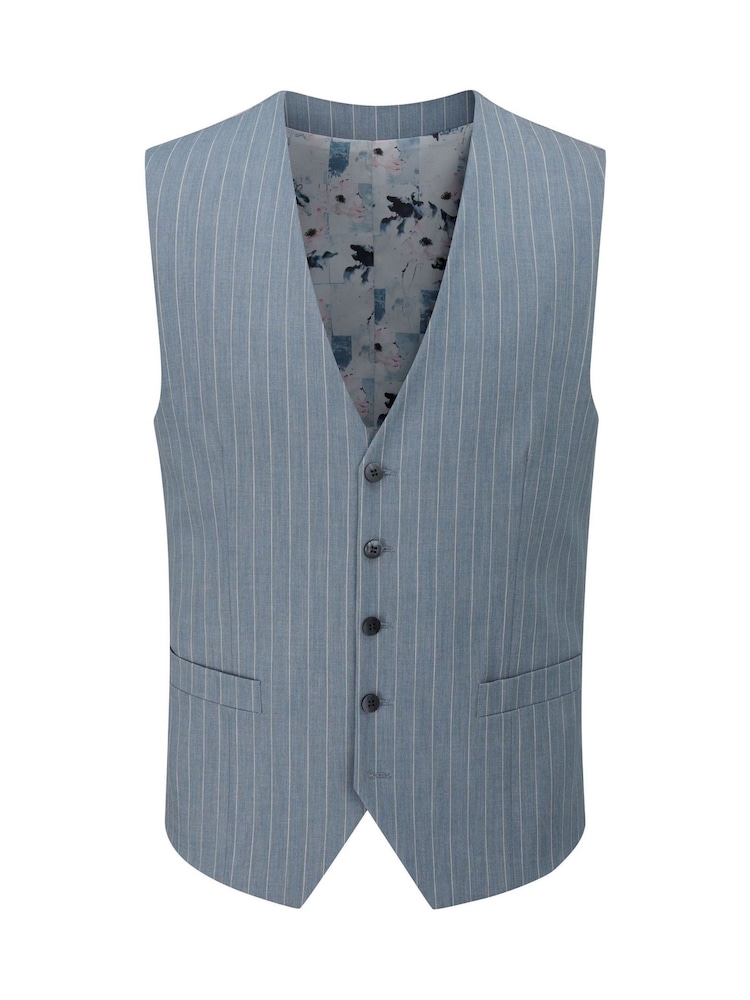 Skopes Blue Levins Stripe Suit Waistcoat - Image 4 of 4