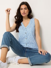 M&Co Blue Button Detail Vest Top - Image 1 of 5