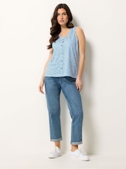 M&Co Blue Button Detail Vest Top - Image 2 of 5