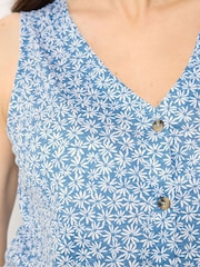 M&Co Blue Button Detail Vest Top - Image 4 of 5