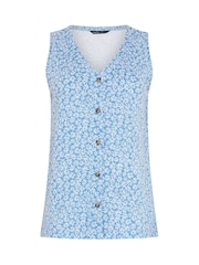 M&Co Blue Button Detail Vest Top - Image 5 of 5