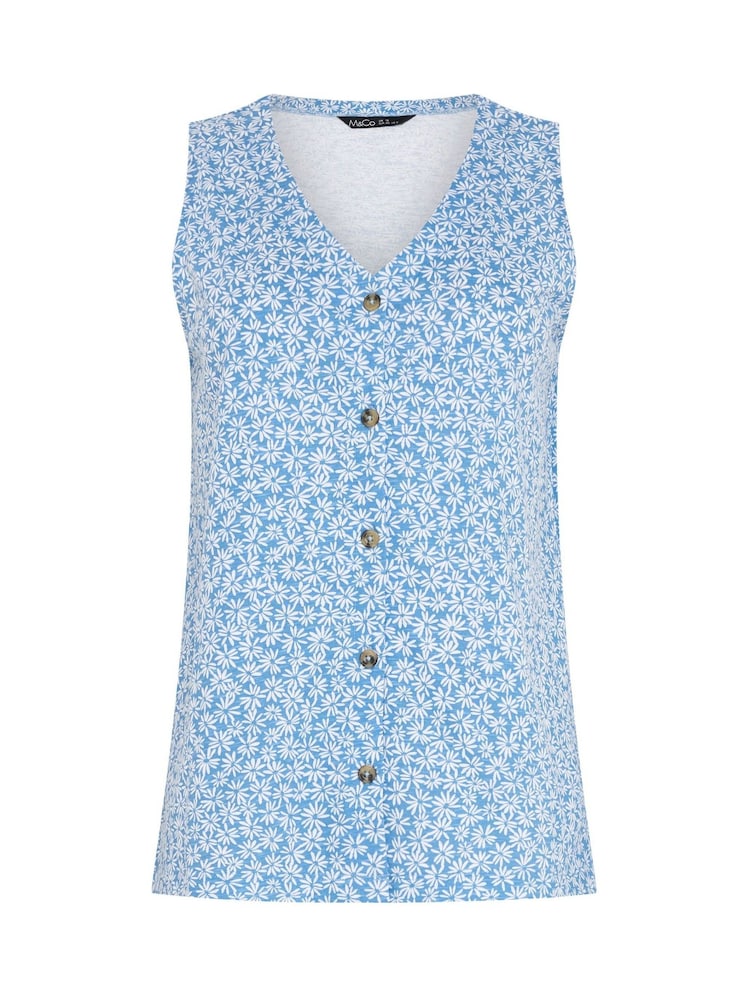 M&Co Blue Button Detail Vest Top - Image 5 of 5
