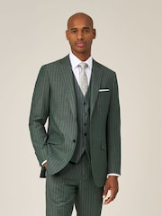 Skopes Green Levins Tailored Fit Stripe Suit Jacket - Image 1 of 8