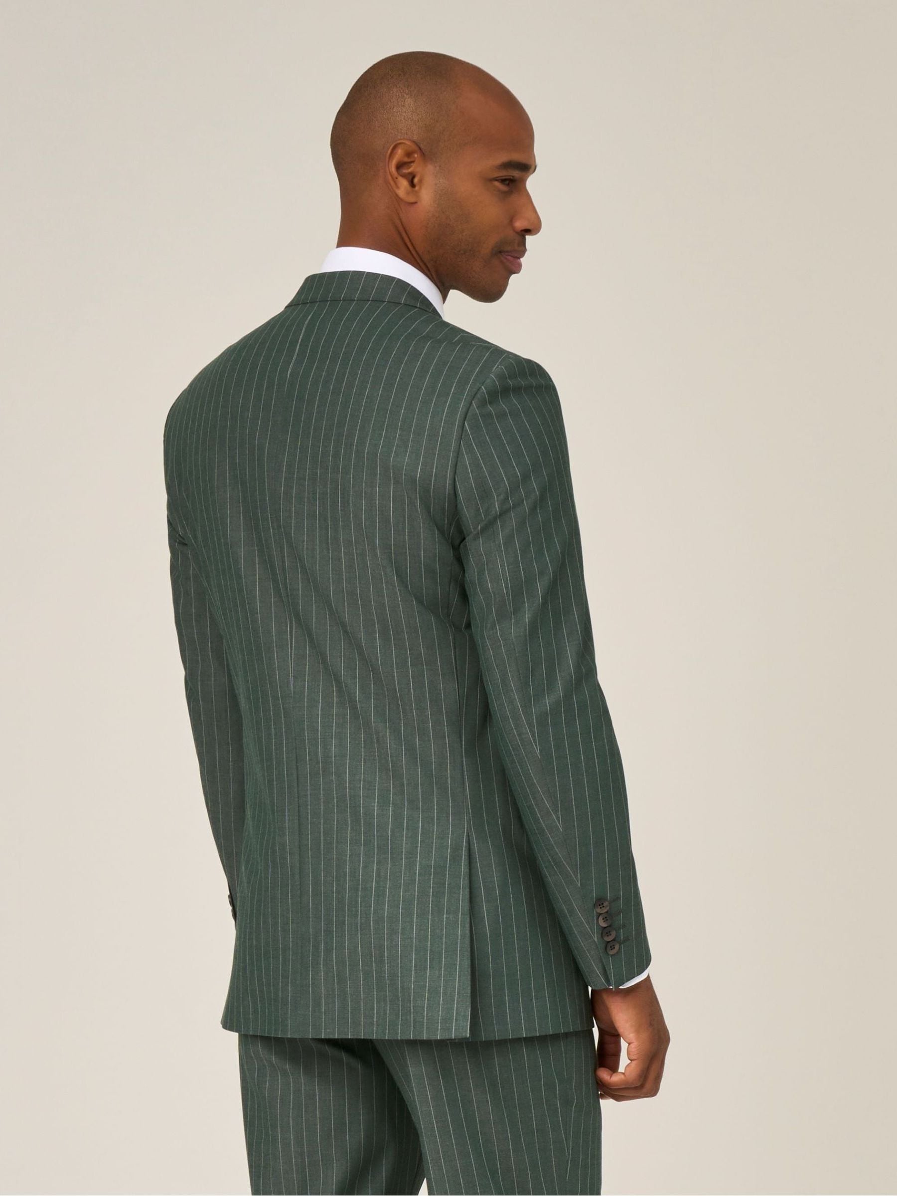 Buy Skopes Green Single Breasted Levins Tailored Fit Stripe Suit