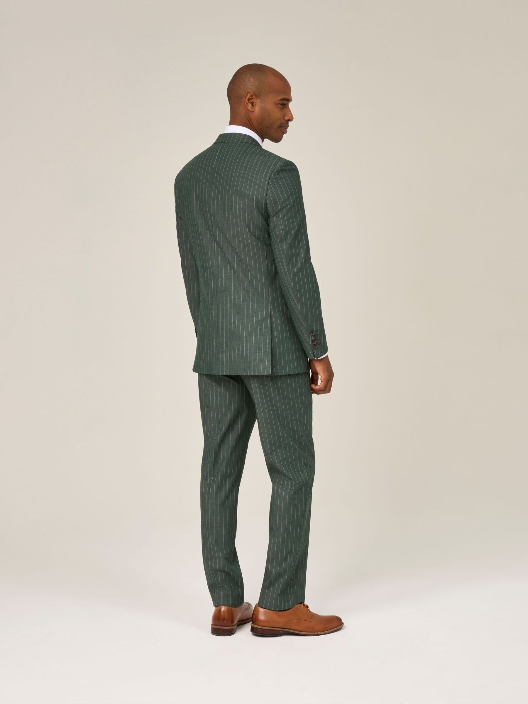 Buy Skopes Green Single Breasted Levins Tailored Fit Stripe Suit