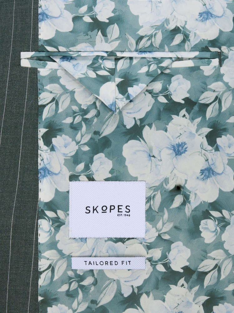 Skopes Green Levins Tailored Fit Stripe Suit Jacket - Image 8 of 8