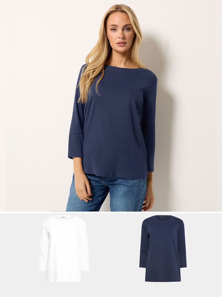 Azul - M&Co 3/4 Camisetas de manga corta con cuello redondo 2 Pack - Imagen 1 de 8