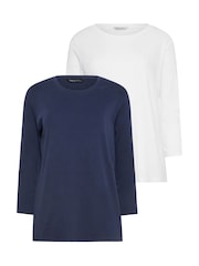 Azul - M&Co 3/4 Camisetas de manga corta con cuello redondo 2 Pack - Imagen 6 de 8