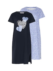 Yours Curve Blue Midaxi Nightdress 2 Pack - Image 1 of 7