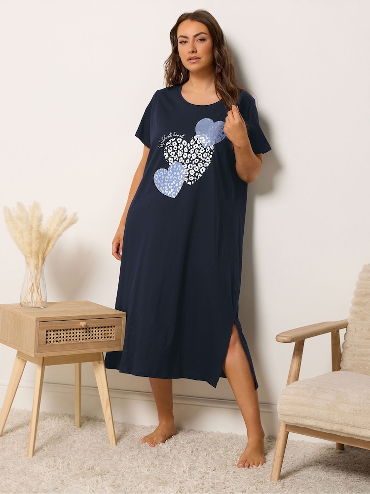 Yours Curve Blue Midaxi Nightdress 2 Pack - Image 2 of 7