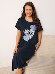 Yours Curve Blue Midaxi Nightdress 2 Pack - Image 3 of 7