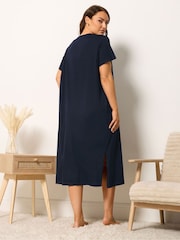 Yours Curve Blue Midaxi Nightdress 2 Pack - Image 4 of 7