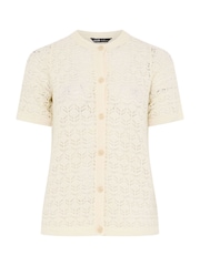 Yours Curve Cream Button Through Short Sleeve Top - Image 5 of 5