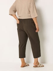 Yours Curve Brown Cool Cotton Cropped Trousers - Image 2 of 5