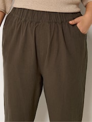 Yours Curve Brown Cool Cotton Cropped Trousers - Image 4 of 5