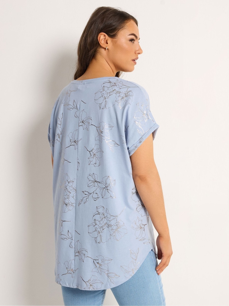 Yours Curve Floral Foil Notch Neck Top - Imagen 2 de 5 Yours Curve Floral Foil Notch Neck Top - Imagen 2 de 5